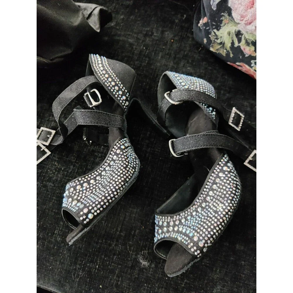 Black crystal dance shoes (sz6)